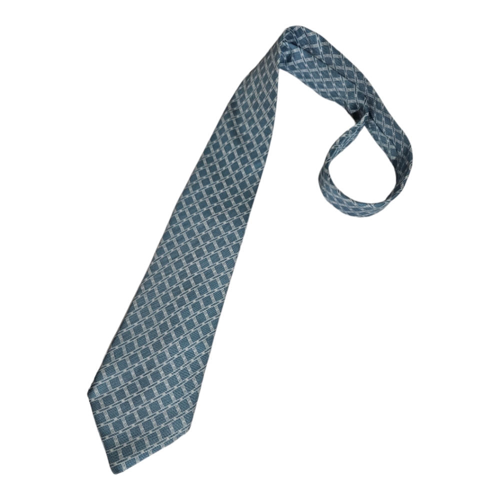 SOLD KITON SEVENFOLD XL Blue Geometric Silk LUXURY Tie ITALY